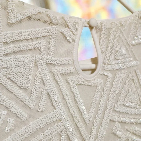 Forever 21 Ivory Geometric With Sequins Crop Top - Picture 7 of 7